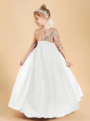 Glamorous Junior Bridesmaid Dresses Sequined Top Ivory