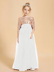 Glamorous Junior Bridesmaid Dresses Sequined Top Ivory