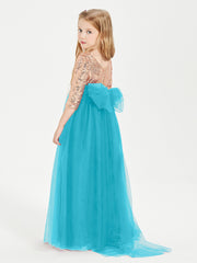 Glamorous Junior Bridesmaid Dresses Sequined Top Jade