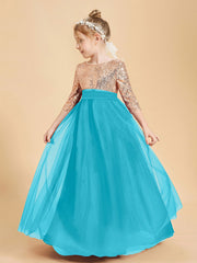 Glamorous Junior Bridesmaid Dresses Sequined Top Jade