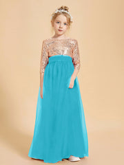 Glamorous Junior Bridesmaid Dresses Sequined Top Jade