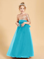Glamorous Junior Bridesmaid Dresses Sequined Top Jade