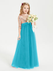 Glamorous Junior Bridesmaid Dresses Sequined Top Jade