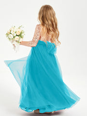Glamorous Junior Bridesmaid Dresses Sequined Top Jade