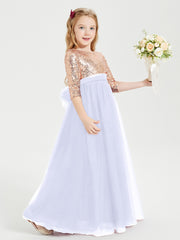 Glamorous Junior Bridesmaid Dresses Sequined Top Lavender