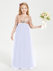 Glamorous Junior Bridesmaid Dresses Sequined Top Lavender