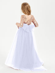 Glamorous Junior Bridesmaid Dresses Sequined Top Lavender