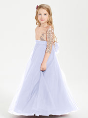 Glamorous Junior Bridesmaid Dresses Sequined Top Lavender
