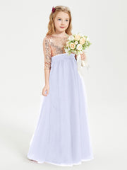 Glamorous Junior Bridesmaid Dresses Sequined Top Lavender