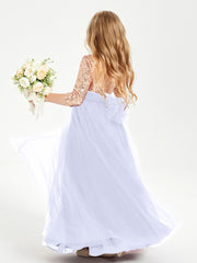Glamorous Junior Bridesmaid Dresses Sequined Top Lavender