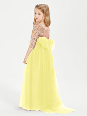 Glamorous Junior Bridesmaid Dresses Sequined Top Lemon