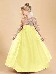 Glamorous Junior Bridesmaid Dresses Sequined Top Lemon