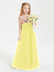 Glamorous Junior Bridesmaid Dresses Sequined Top Lemon