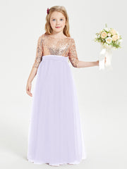 Glamorous Junior Bridesmaid Dresses Sequined Top Lilac