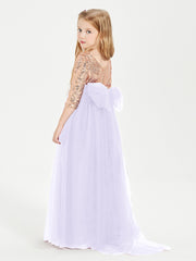 Glamorous Junior Bridesmaid Dresses Sequined Top Lilac