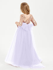 Glamorous Junior Bridesmaid Dresses Sequined Top Lilac