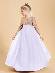 Glamorous Junior Bridesmaid Dresses Sequined Top Lilac