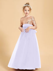 Glamorous Junior Bridesmaid Dresses Sequined Top Lilac