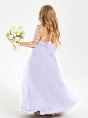 Glamorous Junior Bridesmaid Dresses Sequined Top Lilac