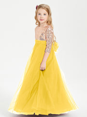 Glamorous Junior Bridesmaid Dresses Sequined Top Marigold
