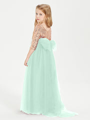 Glamorous Junior Bridesmaid Dresses Sequined Top Mint Green
