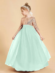 Glamorous Junior Bridesmaid Dresses Sequined Top Mint Green