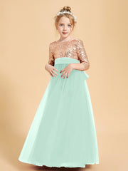 Glamorous Junior Bridesmaid Dresses Sequined Top Mint Green