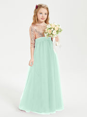 Glamorous Junior Bridesmaid Dresses Sequined Top Mint Green