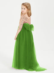 Glamorous Junior Bridesmaid Dresses Sequined Top Moss