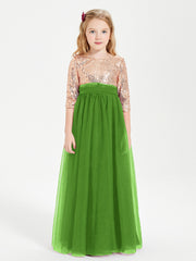 Glamorous Junior Bridesmaid Dresses Sequined Top Moss