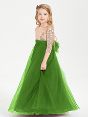 Glamorous Junior Bridesmaid Dresses Sequined Top Moss