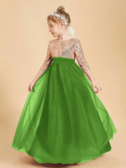 Glamorous Junior Bridesmaid Dresses Sequined Top Moss