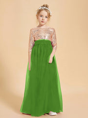 Glamorous Junior Bridesmaid Dresses Sequined Top Moss