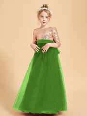 Glamorous Junior Bridesmaid Dresses Sequined Top Moss