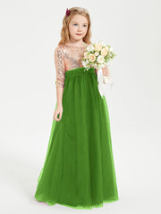 Glamorous Junior Bridesmaid Dresses Sequined Top Moss