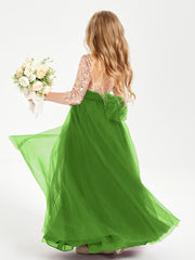 Glamorous Junior Bridesmaid Dresses Sequined Top Moss