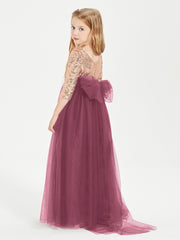 Glamorous Junior Bridesmaid Dresses Sequined Top Mulberry