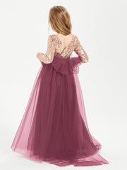 Glamorous Junior Bridesmaid Dresses Sequined Top Mulberry