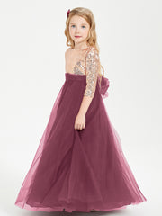 Glamorous Junior Bridesmaid Dresses Sequined Top Mulberry