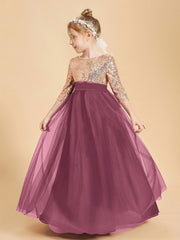 Glamorous Junior Bridesmaid Dresses Sequined Top Mulberry