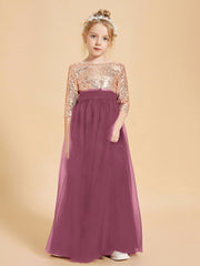 Glamorous Junior Bridesmaid Dresses Sequined Top Mulberry