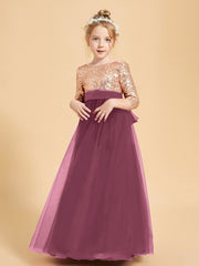 Glamorous Junior Bridesmaid Dresses Sequined Top Mulberry