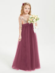 Glamorous Junior Bridesmaid Dresses Sequined Top Mulberry