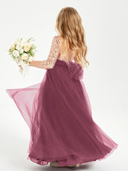 Glamorous Junior Bridesmaid Dresses Sequined Top Mulberry