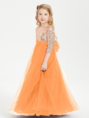 Glamorous Junior Bridesmaid Dresses Sequined Top Orange