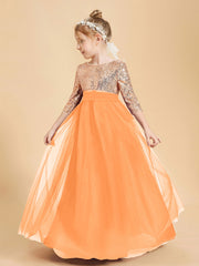 Glamorous Junior Bridesmaid Dresses Sequined Top Orange