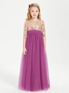 Glamorous Junior Bridesmaid Dresses Sequined Top Orchid