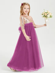 Glamorous Junior Bridesmaid Dresses Sequined Top Orchid