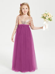 Glamorous Junior Bridesmaid Dresses Sequined Top Orchid