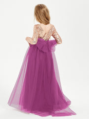 Glamorous Junior Bridesmaid Dresses Sequined Top Orchid